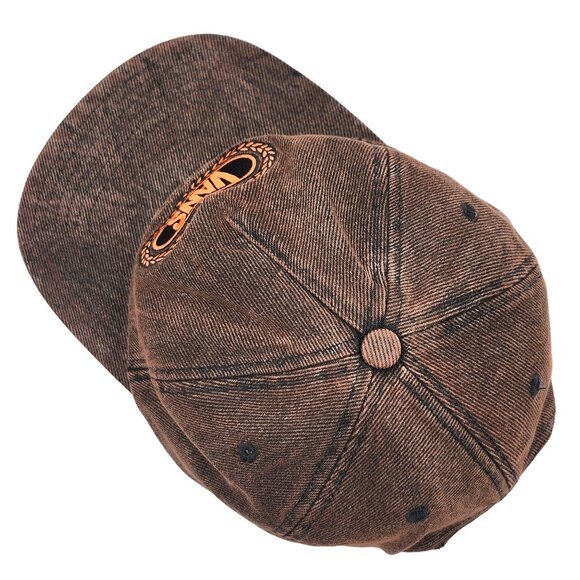 Vans Brown Denim Snapback Hat With Embroidered Orange Logo - Picture 9 of 12